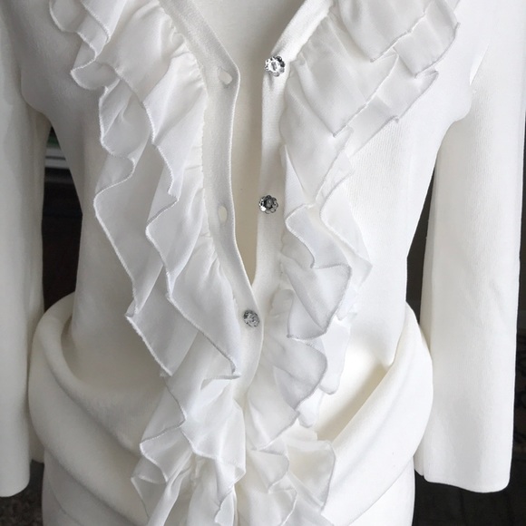 White button down quarter sleeve blouse - Picture 8 of 10